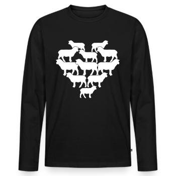 Schaf Schafe Herz Schäfchen - Männer Premium Bio Langarmshirt - Schwarz - Vorne - Nico (187cm)