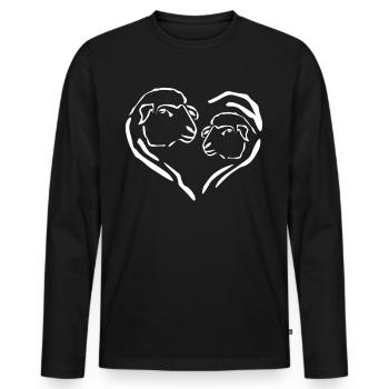 Schaf Herz Schafe Schäfchen - Männer Premium Bio Langarmshirt - Schwarz - Vorne - Nico (187cm)