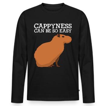Capybara Happiness Capybaras - Männer Premium Bio Langarmshirt - Schwarz - Vorne - Nico (187cm)