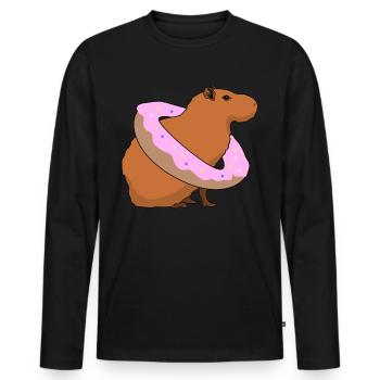 Capybara Donut Capybaras - Männer Premium Bio Langarmshirt - Schwarz - Vorne - Nico (187cm)