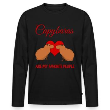 Capybaras Capybara - T-shirt manches longues Premium bio Homme - noir - Devant - Nico (187cm)
