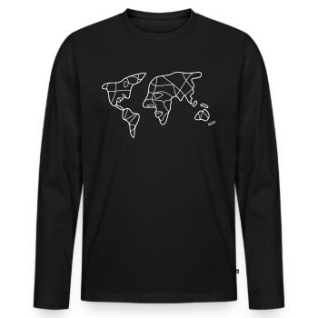 Carte du monde Cartes du monde Visages - T-shirt manches longues Premium bio Homme - noir - Devant - Nico (187cm)
