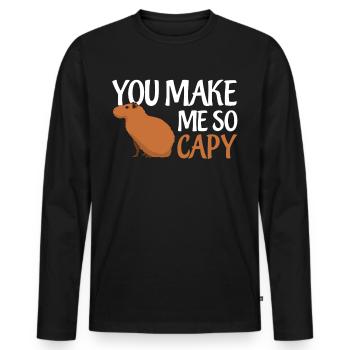 Capybara Happy Capybaras - Männer Premium Bio Langarmshirt - Schwarz - Vorne - Nico (187cm)