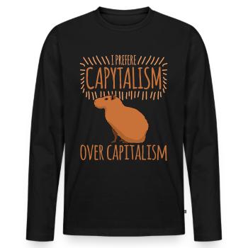 Capybara Capitalism Capybaras - Männer Premium Bio Langarmshirt - Schwarz - Vorne - Nico (187cm)