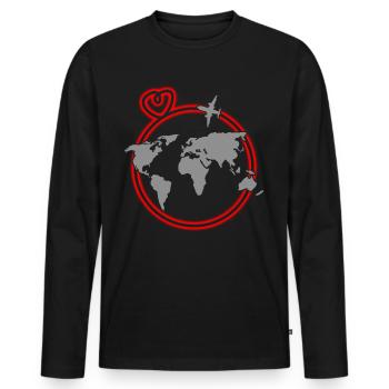Weltkarte Weltreise Weltkarten - Männer Premium Bio Langarmshirt - Schwarz - Vorne - Nico (187cm)