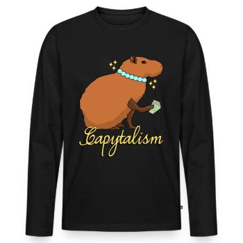 Capybara Kapitalismus Capybaras - Männer Premium Bio Langarmshirt - Schwarz - Vorne - Nico (187cm)