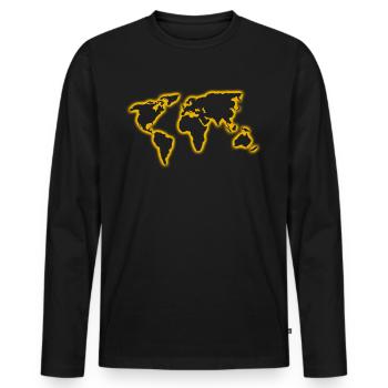 Cartes du monde Shining Earth Carte du monde - T-shirt manches longues Premium bio Homme - noir - Devant - Nico (187cm)