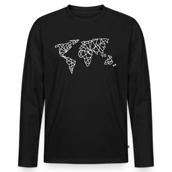 Weltkarten Weltreise Weltkarte - Männer Premium Bio Langarmshirt - Schwarz - Vorne - Nico (187cm)