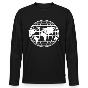 Cartes du monde Globe Tour du monde - T-shirt manches longues Premium bio Homme - noir - Devant - Nico (187cm)