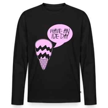 Eis Eisbecher Eiscreme - Männer Premium Bio Langarmshirt - Schwarz - Vorne - Nico (187cm)