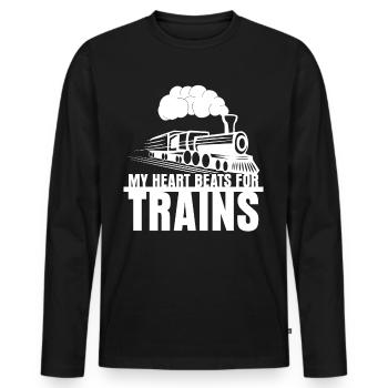 Lokomotive Eisenbahner Eisenbahn - Männer Premium Bio Langarmshirt - Schwarz - Vorne - Nico (187cm)