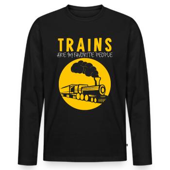 Modeleisenbahn Eisenbahn Lokführer - Männer Premium Bio Langarmshirt - Schwarz - Vorne - Nico (187cm)