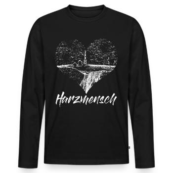 Harz Wandern Harzer Herz Brocken - Männer Premium Bio Langarmshirt - Schwarz - Vorne - Nico (187cm)
