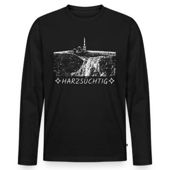 Harz Wandern Brocken Harzer Wanderung - Männer Premium Bio Langarmshirt - Schwarz - Vorne - Nico (187cm)