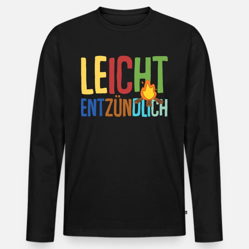 Leicht entzündlich mit Feuer - Männer Premium Bio Langarmshirt - Schwarz