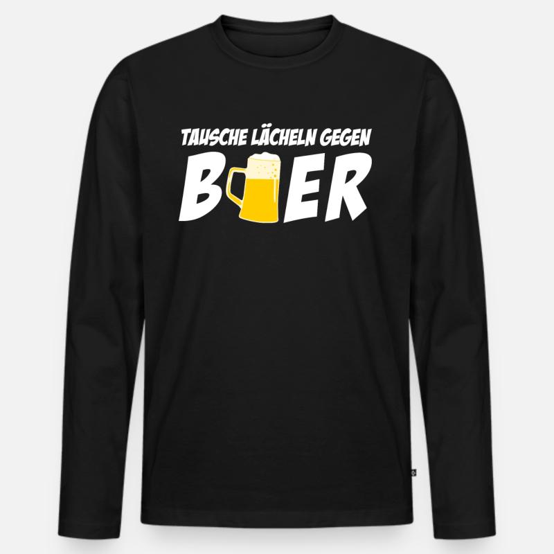 Bier Spruch - Männer Premium Bio Langarmshirt - Schwarz