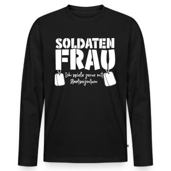 Soldatenfrau Witz - Männer Premium Bio Langarmshirt - Schwarz - Vorne - Nico (187cm)