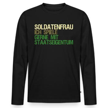 Soldatenfrau Soldat - Männer Premium Bio Langarmshirt - Schwarz - Vorne - Nico (187cm)
