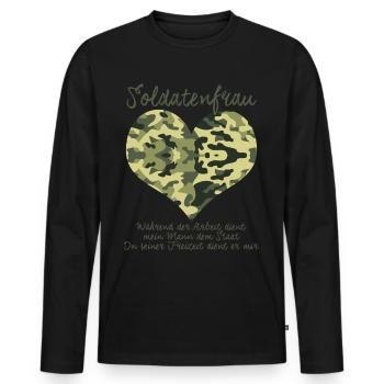 Soldatenfrau lustiger Spruch - Männer Premium Bio Langarmshirt - Schwarz - Vorne - Nico (187cm)