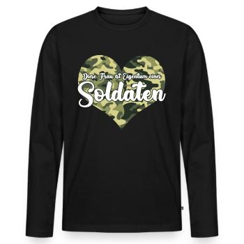 Soldatenfrau Spruch - Männer Premium Bio Langarmshirt - Schwarz - Vorne - Nico (187cm)