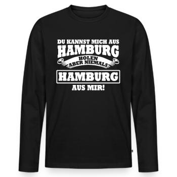 Hamburg Hamburger - Männer Premium Bio Langarmshirt - Schwarz - Vorne - Nico (187cm)