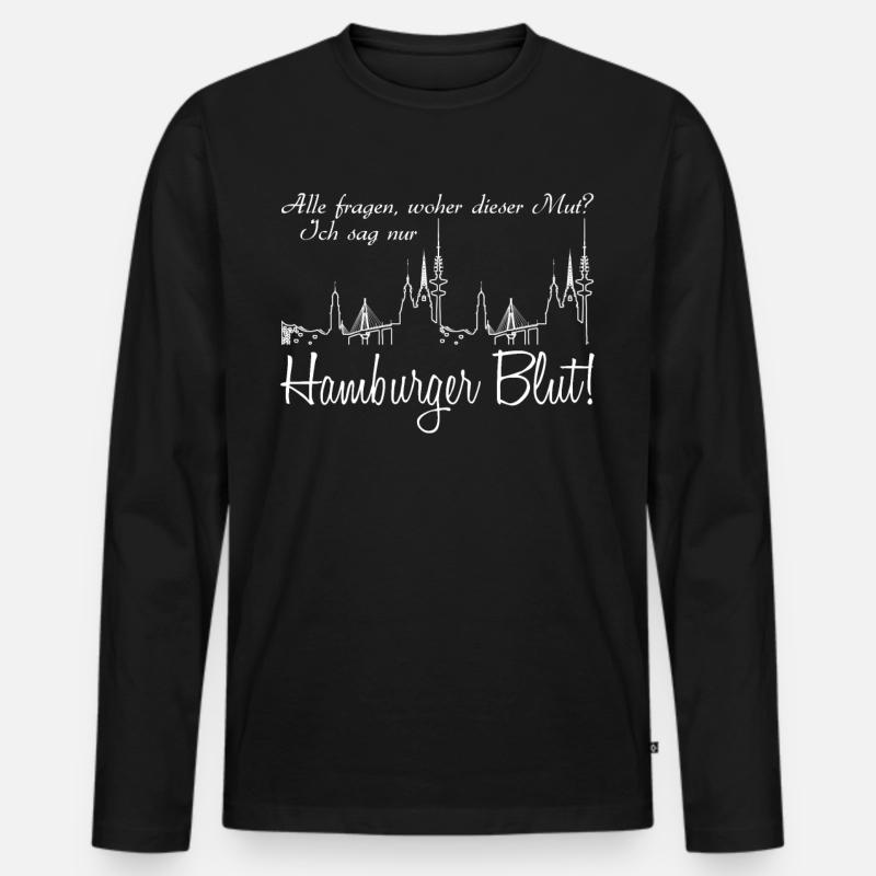 Hamburg Hafen Hamburger - Männer Premium Bio Langarmshirt - Schwarz