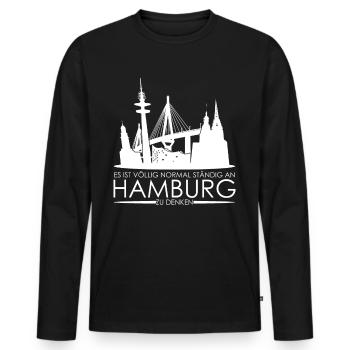 Hamburg Brücke Hamburger - Männer Premium Bio Langarmshirt - Schwarz - Vorne - Nico (187cm)