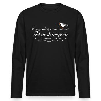 Hamburger Möwe Hamburg - Männer Premium Bio Langarmshirt - Schwarz - Vorne - Nico (187cm)