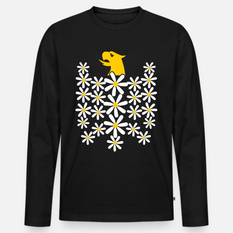 Gänseblümchen Bundesadler aus Blüten - Männer Premium Bio Langarmshirt - Schwarz