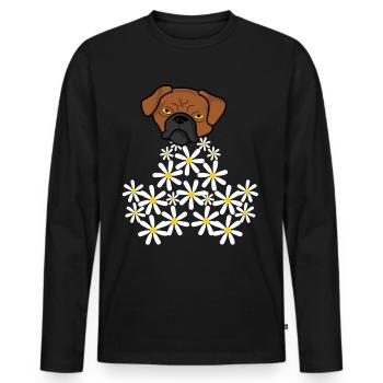 Daisy Dog of Flowers - Men's Premium Organic Long Sleeve Shirt - black - Front - Nico (187cm)