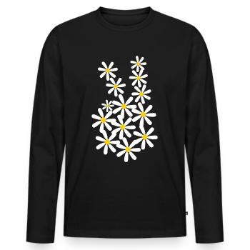 Signe de Paix Pacifisme Paix - T-shirt manches longues Premium bio Homme - noir - Devant - Nico (187cm)