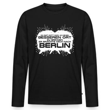 Berlin Berliner - Männer Premium Bio Langarmshirt - Schwarz - Vorne - Nico (187cm)