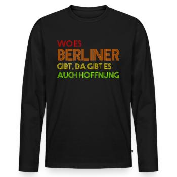 Berlin Kreuzberg Berliner - Männer Premium Bio Langarmshirt - Schwarz - Vorne - Nico (187cm)