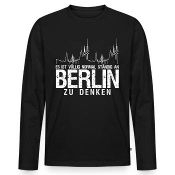 Berlin Pankow Berliner - Männer Premium Bio Langarmshirt - Schwarz - Vorne - Nico (187cm)