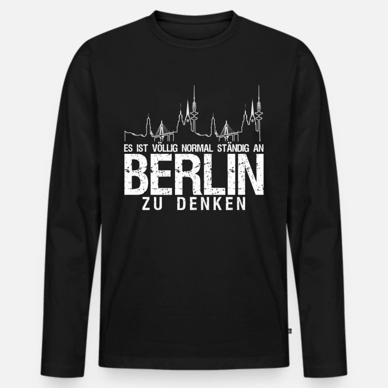 Berlin Pankow Berliner - Männer Premium Bio Langarmshirt - Schwarz