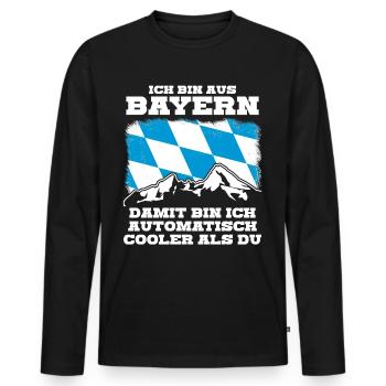 Bayern Flagge - Männer Premium Bio Langarmshirt - Schwarz - Vorne - Nico (187cm)