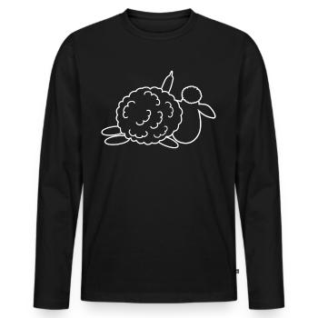 Sheep shows middle finger - Men's Premium Organic Long Sleeve Shirt - black - Front - Nico (187cm)