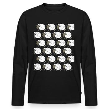 Moutons Moutons - T-shirt manches longues Premium bio Homme - noir - Devant - Nico (187cm)