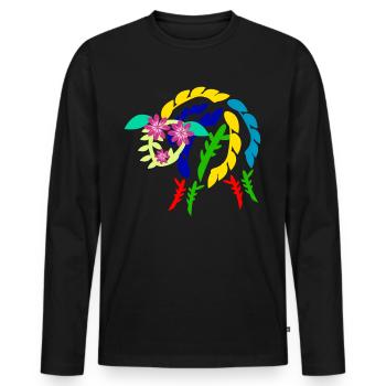 Schaf aus Blumen Schafe - Männer Premium Bio Langarmshirt - Schwarz - Vorne - Nico (187cm)