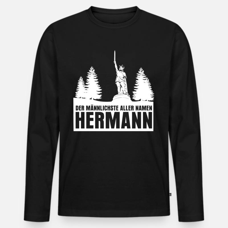Hermannsdenkmal Witz Detmold Lippe - Männer Premium Bio Langarmshirt - Schwarz