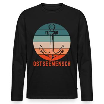 Ostseeküste Ostseemensch Ostsee - Männer Premium Bio Langarmshirt - Schwarz - Vorne - Nico (187cm)