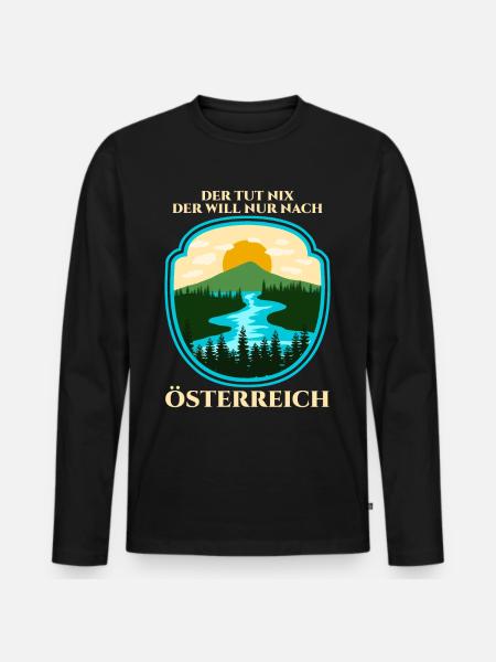 Österreich Wanderung - Männer Premium Bio Langarmshirt - Schwarz