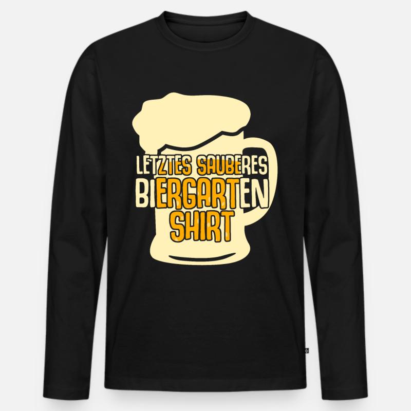 Biergarten - Männer Premium Bio Langarmshirt - Schwarz