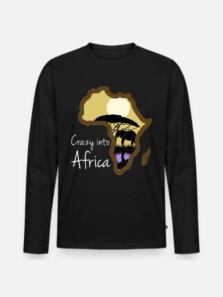 Afrique Vacances Safari Eléphant Africain - T-shirt manches longues Premium bio Homme - noir