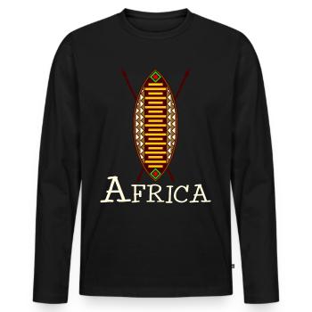Africa african shield - Men's Premium Organic Long Sleeve Shirt - black - Front - Nico (187cm)