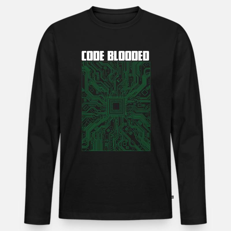 Code blooded - Männer Premium Bio Langarmshirt - Schwarz