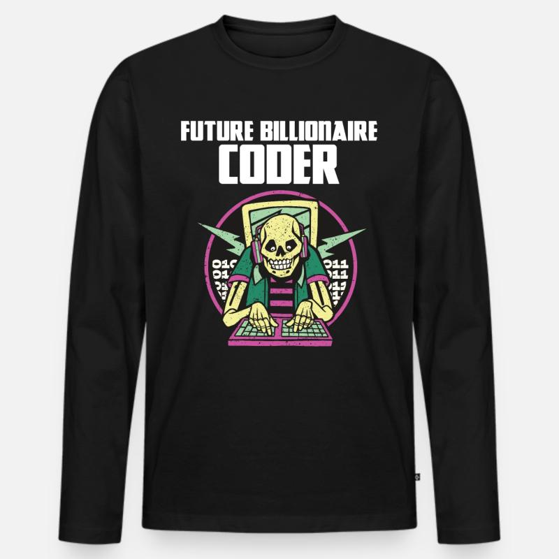 Future billionaire coder - Männer Premium Bio Langarmshirt - Schwarz