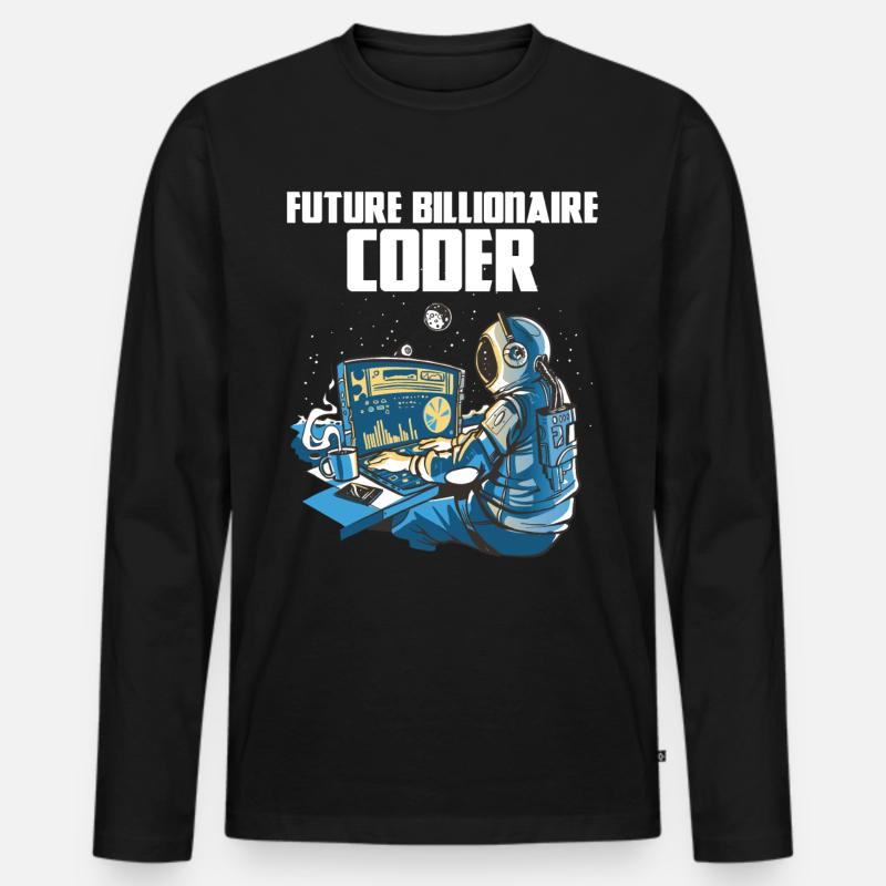 Future billionaire coder - Men's Premium Organic Long Sleeve Shirt - black