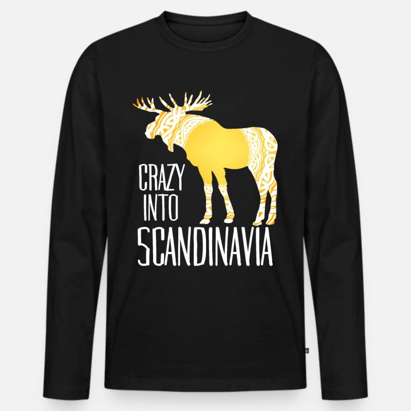 Skandinavien Wikinger Elch - Männer Premium Bio Langarmshirt - Schwarz