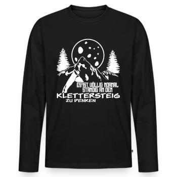 Klettersteig Berge Wandern Bergwandern - Männer Premium Bio Langarmshirt - Schwarz - Vorne - Nico (187cm)